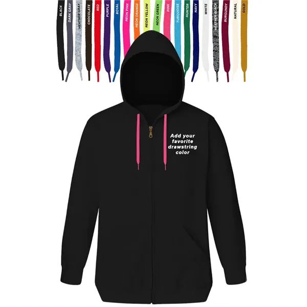 Custom Drawstring Zip Front Hoodie