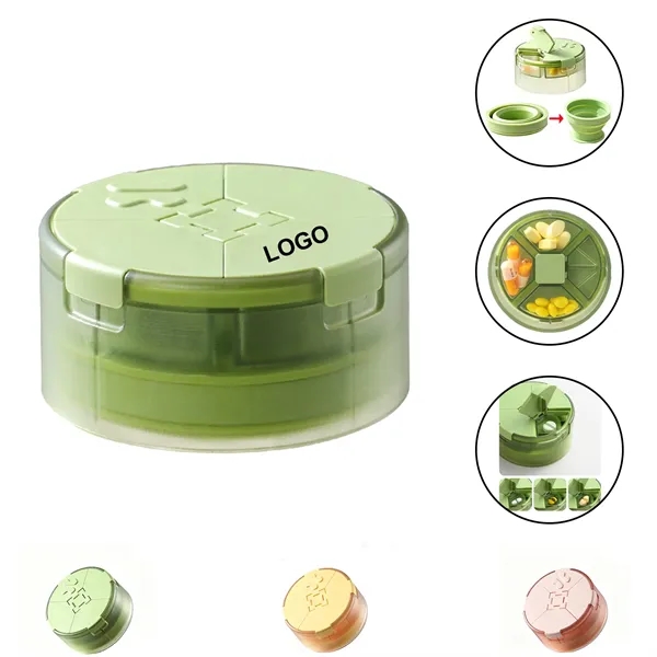 Travel 2 in 1 Pill Box with Collapsible Silicone Cup