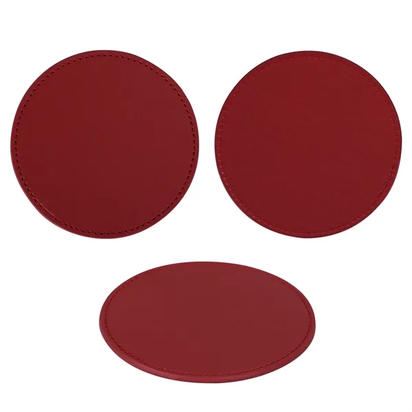 4" Round Hard PU Leather Coaster For Drinks