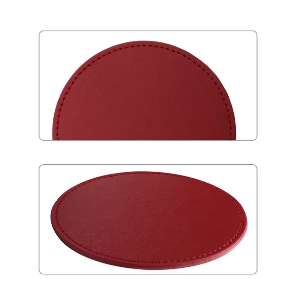 4" Round Hard PU Leather Coaster For Drinks