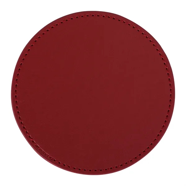 4" Round Hard PU Leather Coaster For Drinks