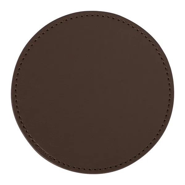 4" Round Hard PU Leather Coaster For Drinks