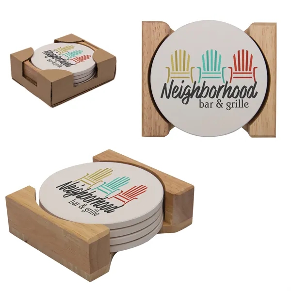 Round Absorbent Stone Coaster Set