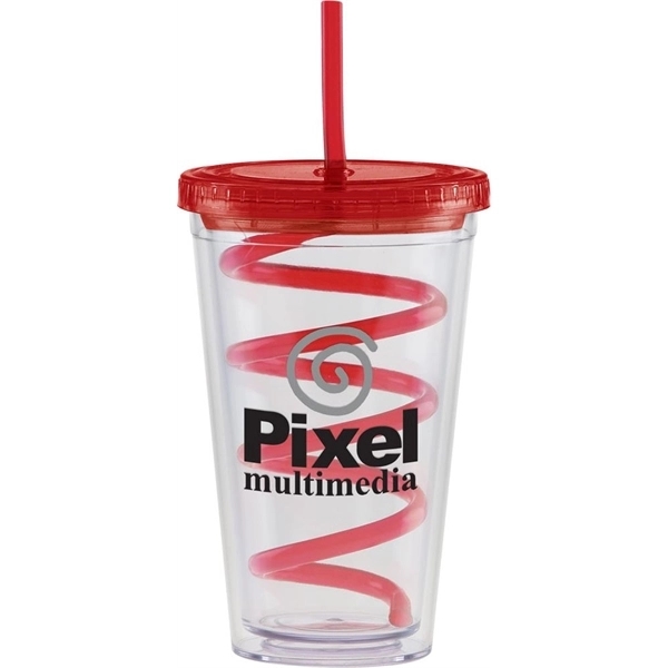 20 oz. Carnival Cup with Curly Straw, Color Lid | Plum Grove