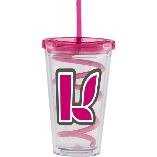 16 oz. Large Classic Carnival Cup - Clear Lid/Color Straw