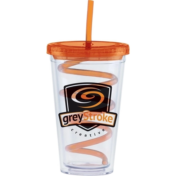 16 oz. Large Classic Carnival Cup - Clear Lid/Color Straw