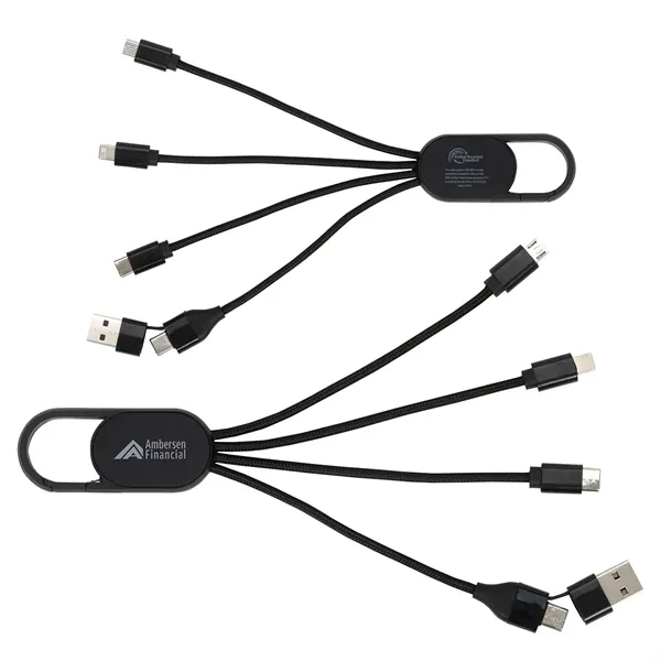 Hex 6-in-1 Light-Up Charging Cable with Carabiner Clip and R