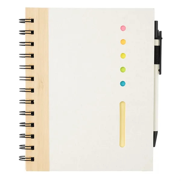 Bamboo Accent Spiral Notebook with Sticky Notes and Flags