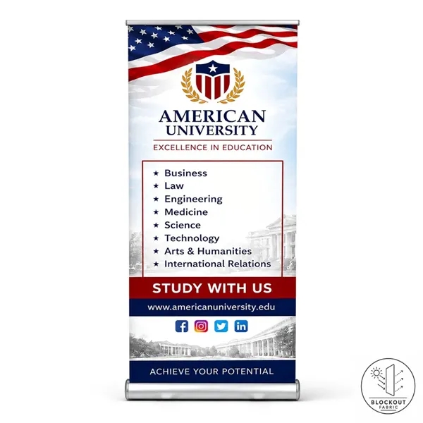 Custom Deluxe Wide Base Pull Up Banner with Stand and Bag