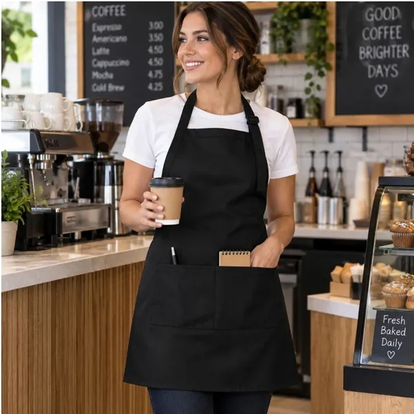 Twill Bib Apron, 2 Pockets
