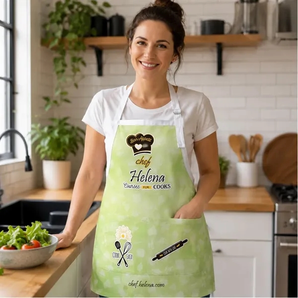 Polyester Bib Apron, 2 Pockets, White or Stock Colored ties