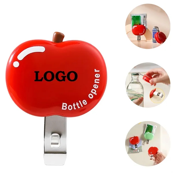 3 in 1 Apple Magnetic Bottle Opener Bag Clip Fridge Magnet