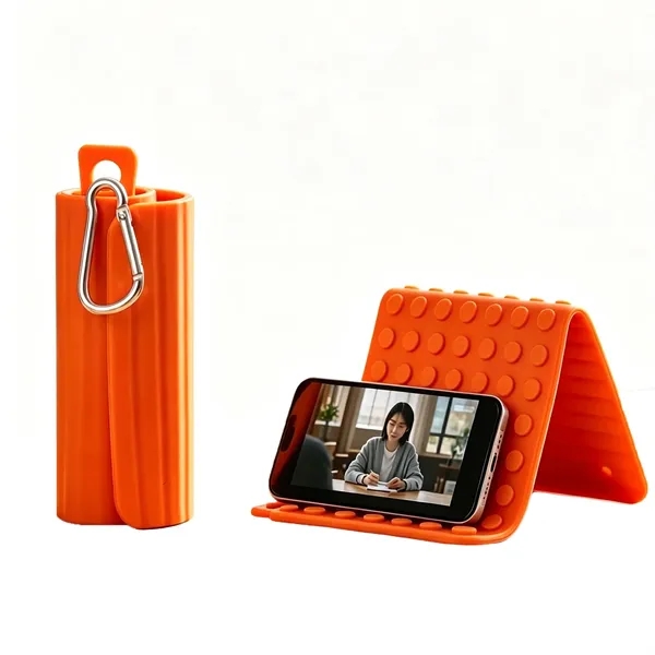 Flexible Silicone Phone Stand with Carabiner