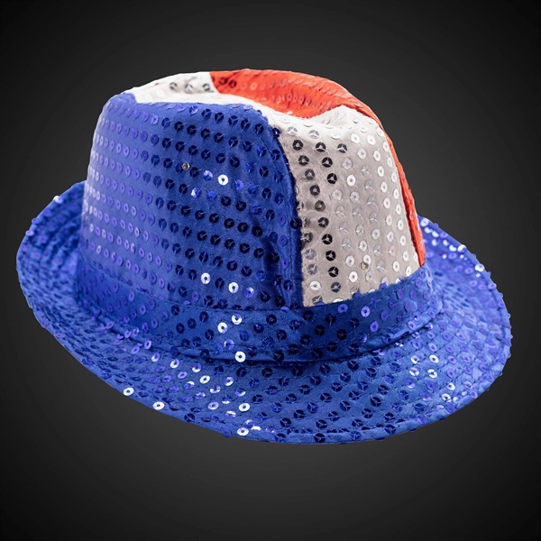 Sequin LED Fedora Hats with Imprinted Band - Sequin LED Fedora Hats with Imprinted Band - Image 11 of 12