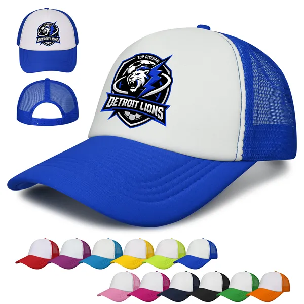5 Panel Two Tone Mesh Back Trucker Cap