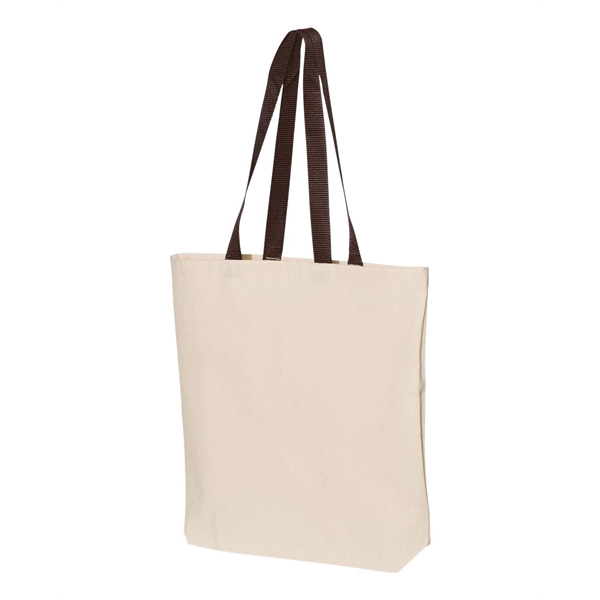 Q-Tees 11L Canvas Tote with Contrast-Color Handles - Q-Tees 11L Canvas Tote with Contrast-Color Handles - Image 25 of 36