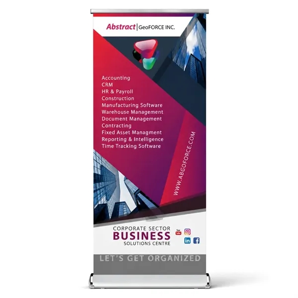 Deluxe Wide Base Retractable Banner with Graphics, 33.5x79