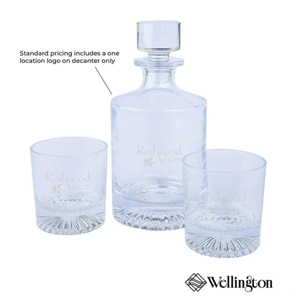 Custom Wellington Kingsley Whiskey Decanter & Glasses Set