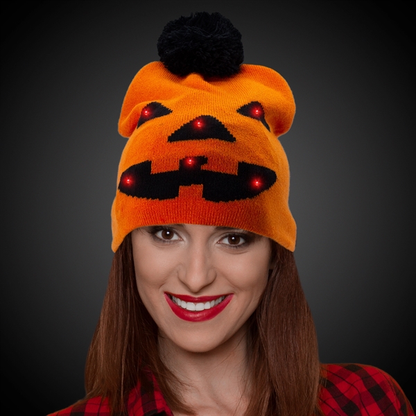 Halloween Pumpkin LED Knit Hat - Halloween Pumpkin LED Knit Hat - Image 0 of 2