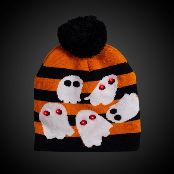 Halloween Ghosts LED Knit Hat - Halloween Ghosts LED Knit Hat - Image 1 of 2