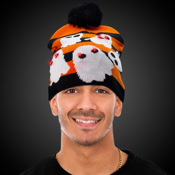 Halloween Ghosts LED Knit Hat - Halloween Ghosts LED Knit Hat - Image 0 of 2
