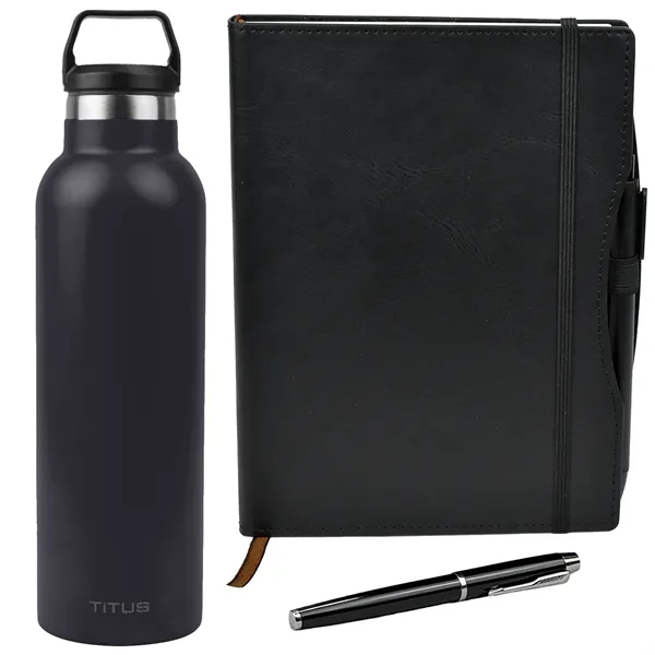 TiTUS® 25oz Water Bottle, Executive Notebook & Pen Gift Set