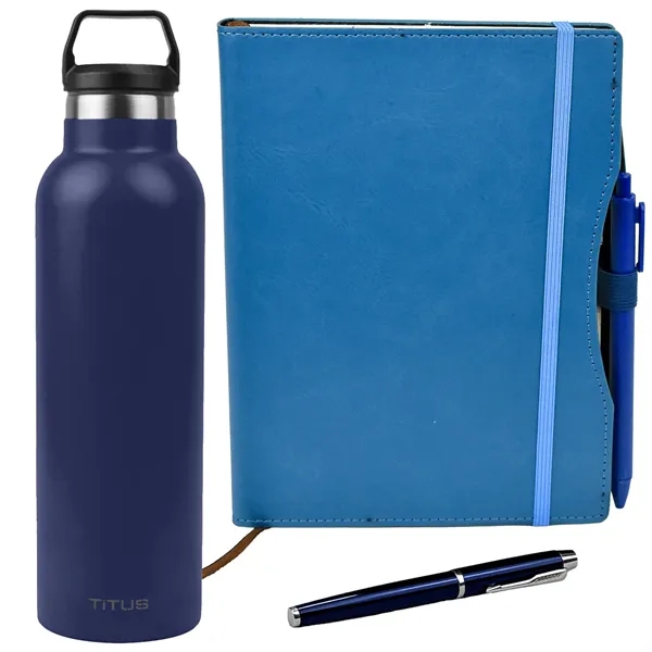 TiTUS® 25oz Water Bottle, Executive Notebook & Pen Gift Set