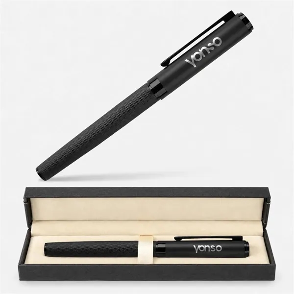 TiTUS® Dimond Pattern Gun metal Rollerball Pen Gift Box