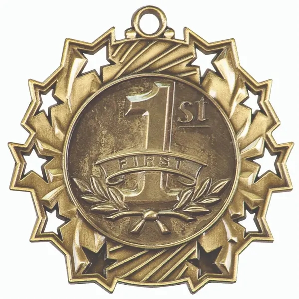 2 1/4" 1st Place Ten Star Medal - 2 1/4" 1st Place Ten Star Medal - Image 0 of 2