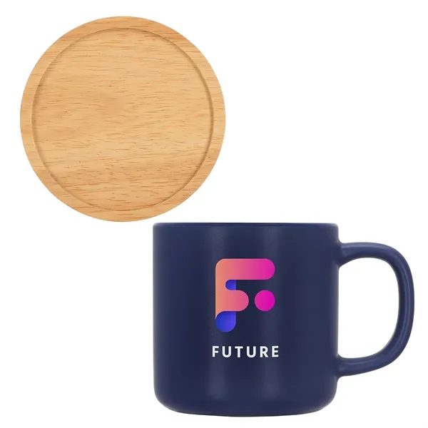 Dalton 12 oz Ceramic Mug w/ Bamboo Lid/Coaster