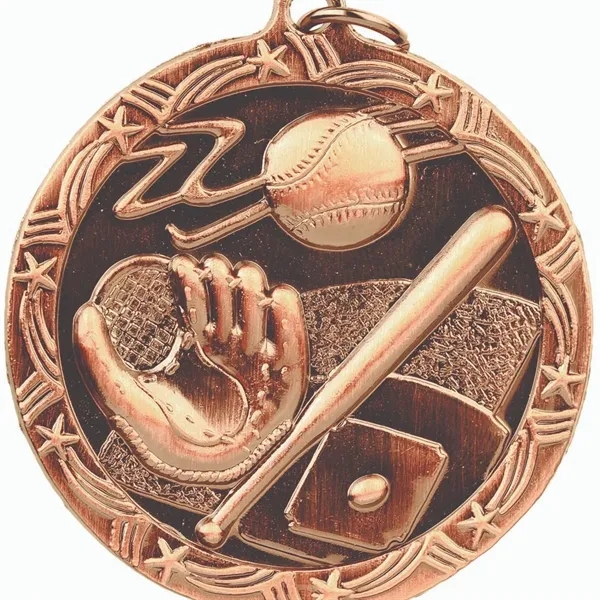 1 3/4" Baseball/Softball Shooting Star Medal - 1 3/4" Baseball/Softball Shooting Star Medal - Image 0 of 2