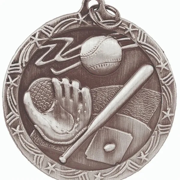 1 3/4" Baseball/Softball Shooting Star Medal - 1 3/4" Baseball/Softball Shooting Star Medal - Image 2 of 2