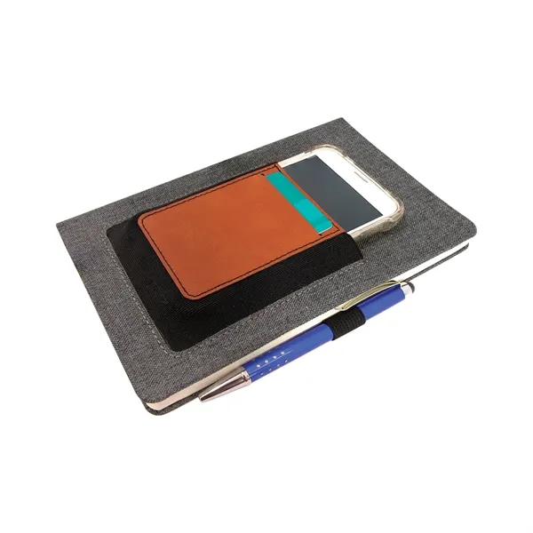 Gray w/Rawhide Leatherette Journal with Cell/Card Slot - Gray w/Rawhide Leatherette Journal with Cell/Card Slot - Image 2 of 3