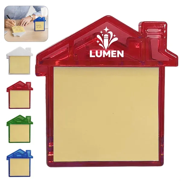 House Shaped Plastic Magnetic Clip W/ Sticky Notes