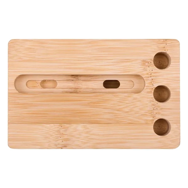 Bamboo Megaphone Phone Holder Stand with Pen Slots