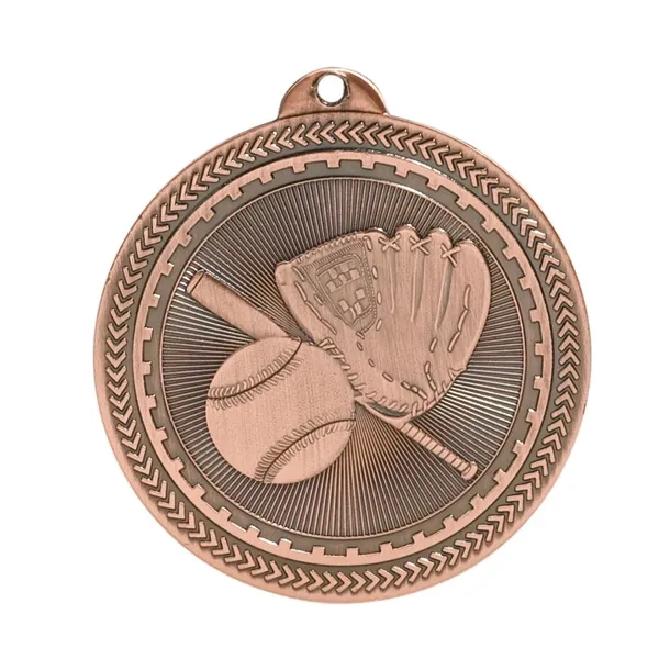 2" Baseball/Softball Laserable BriteLazer Medal - 2" Baseball/Softball Laserable BriteLazer Medal - Image 2 of 2