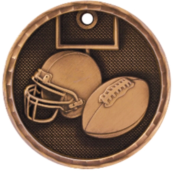 2" 3D Football Medal - 2" 3D Football Medal - Image 2 of 2