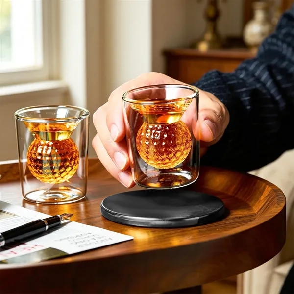 1.7Oz Golf Ball Double Walled Whiskey Glasses