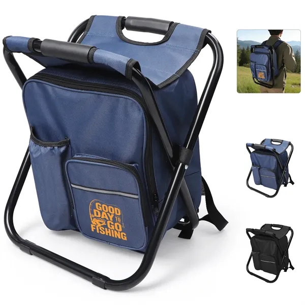 Oxford Folding Stool Backpack Insulated Cooler Bag Chair