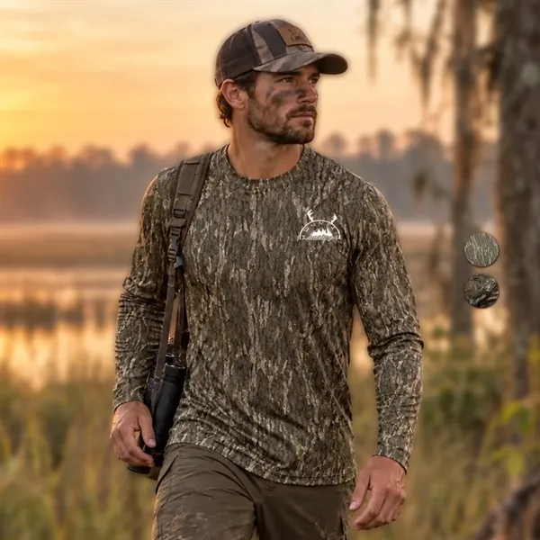 Mossy Oak® Men's. Polyester Interlock Long Sleeve T-Shirt