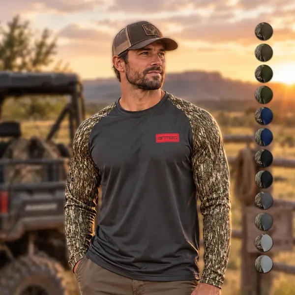 Mossy Oak® Mens Polyester Interlock Raglan Long Sleeve Shirt