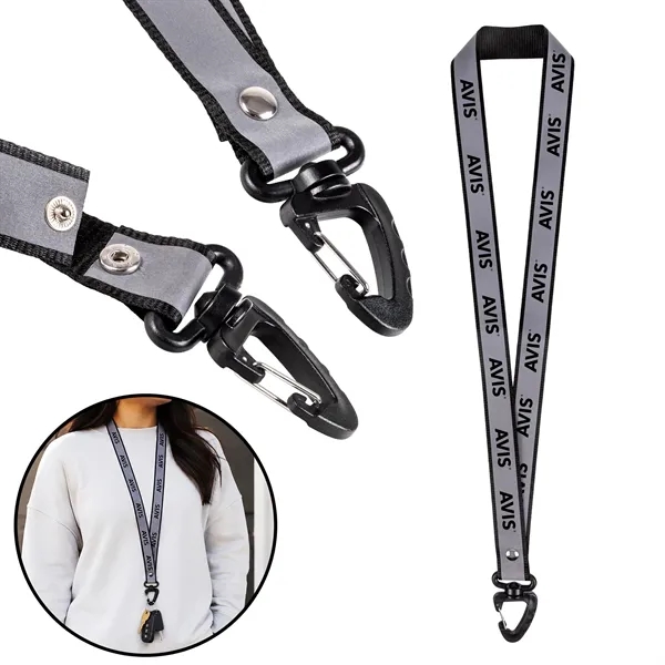 Reflective rPET Lanyard with Swivel Carabiner