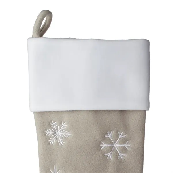 Snowflake Christmas Stocking with White Trim