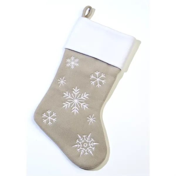 Snowflake Christmas Stocking with White Trim