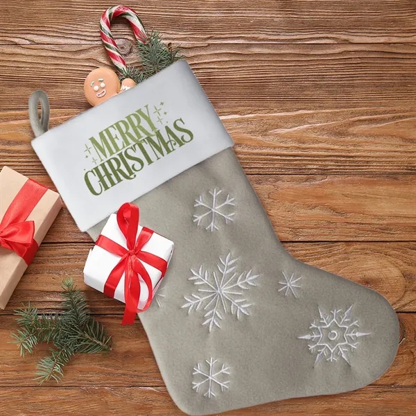 Snowflake Christmas Stocking with White Trim