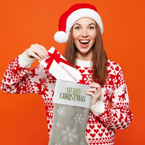 Snowflake Christmas Stocking with White Trim
