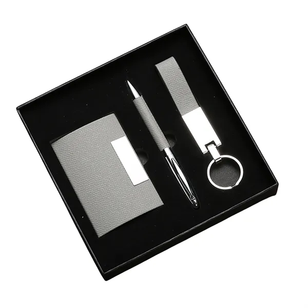 Business card holder and keychain gift set