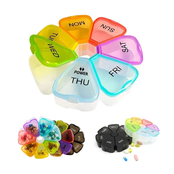 Seven day rainbow 7 petal round pill organizer