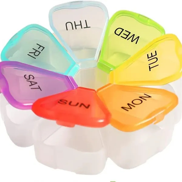 Seven day rainbow 7 petal round pill organizer