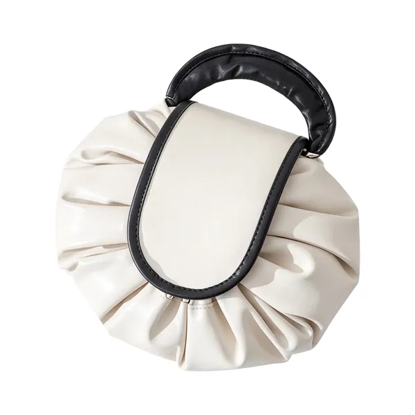 Travel Lay Flat Drawstring Makeup Bag W/ Handle